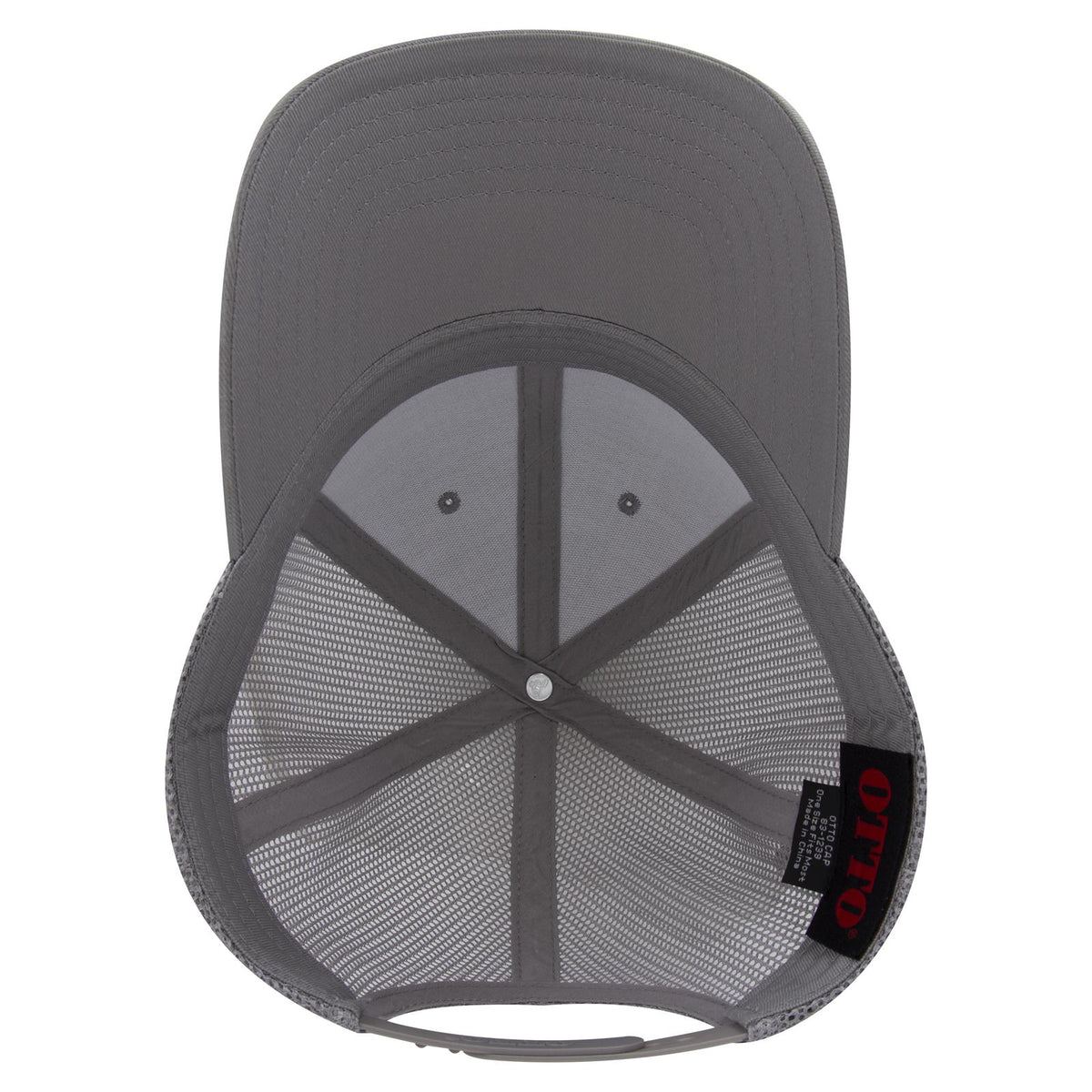 Inside View of 014A - Gray OTTO CAP 6 Panel Low Profile Mesh Back Trucker Hat