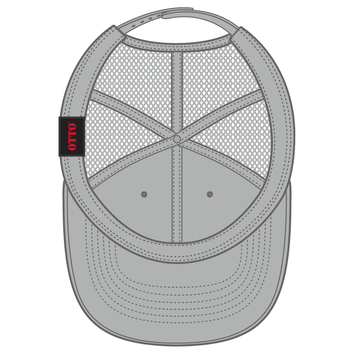 Inside View of 014A - Gray OTTO CAP 6 Panel Low Profile Mesh Back Trucker Hat