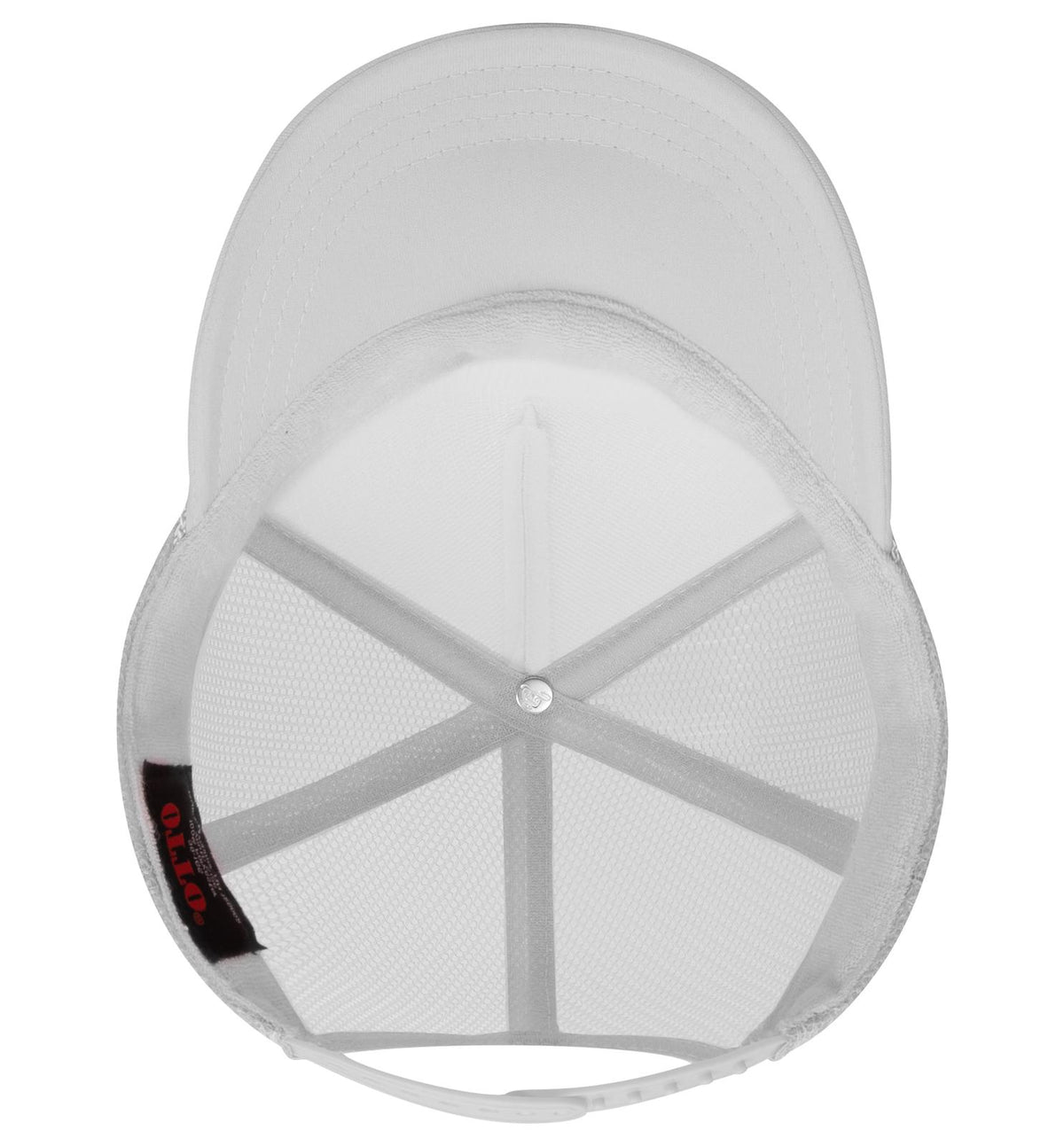 Inside View of 016 - White OTTO CAP 5 Panel High Crown Mesh Back Trucker Hat