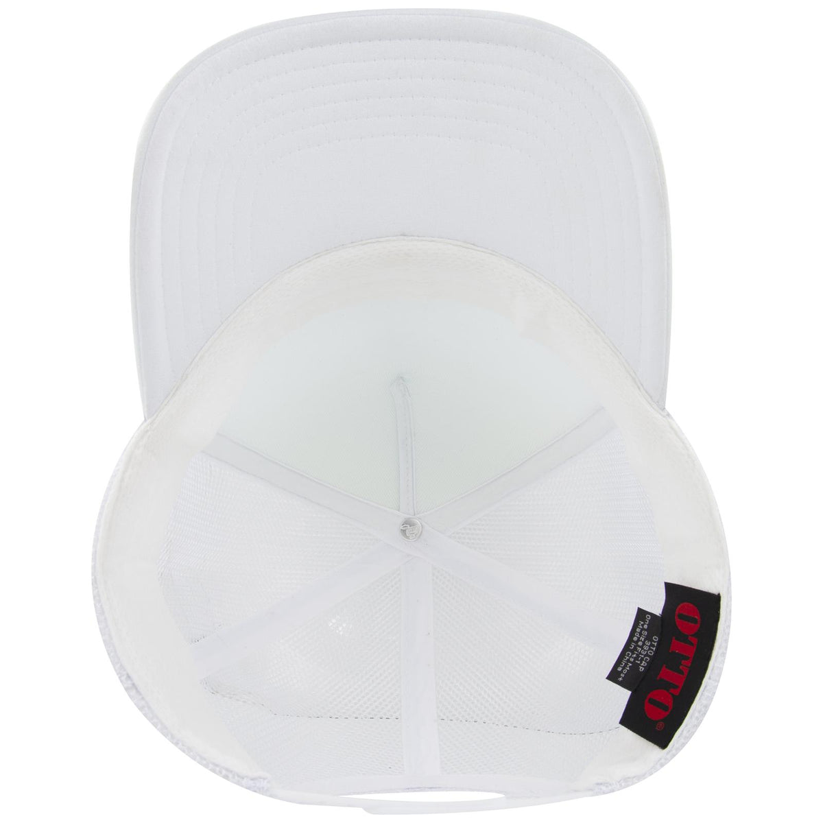 Inside View of 016 - White OTTO CAP 5 Panel High Crown Mesh Back Trucker Hat