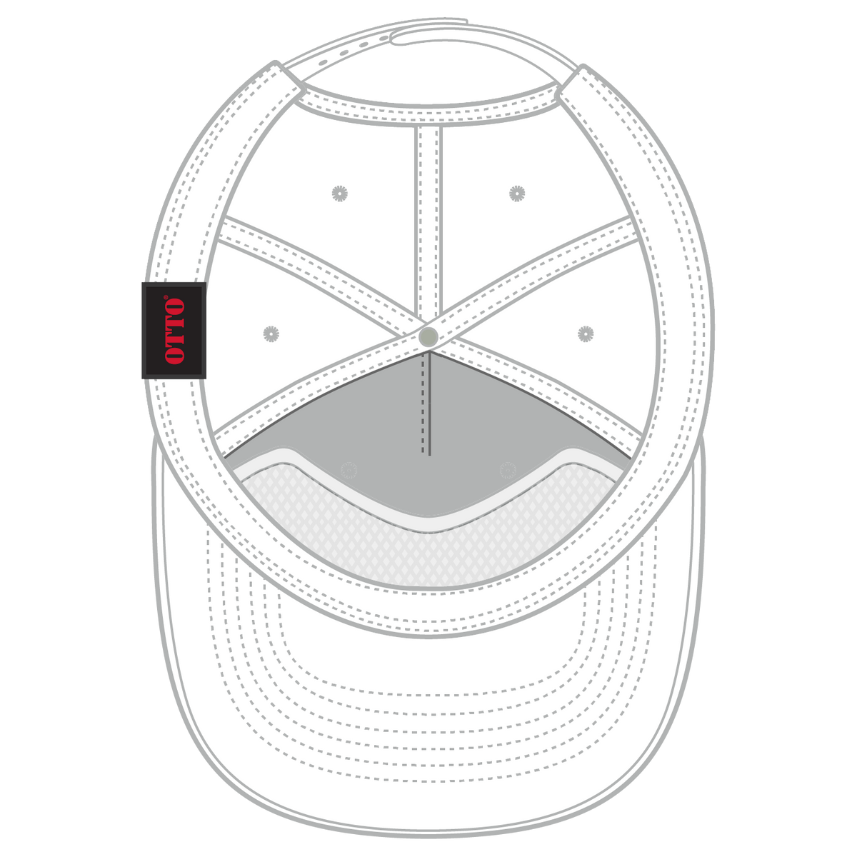 Inside View of 016 - White OTTO CAP 5 Panel Mid Profile Baseball Hat