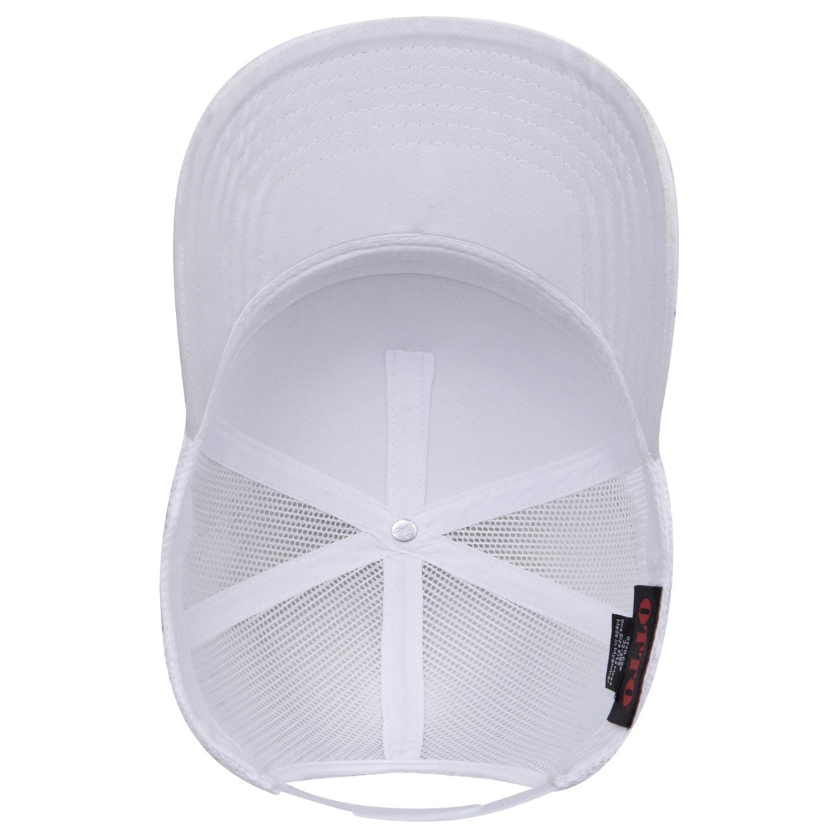 Inside View of 016 - White OTTO CAP 5 Panel Mid Profile Mesh Back Trucker Hat