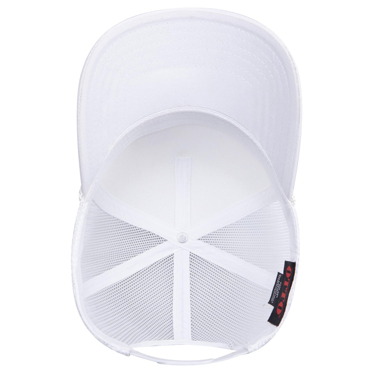 Inside View of 016 - White OTTO CAP 5 Panel Mid Profile Mesh Back Trucker Hat