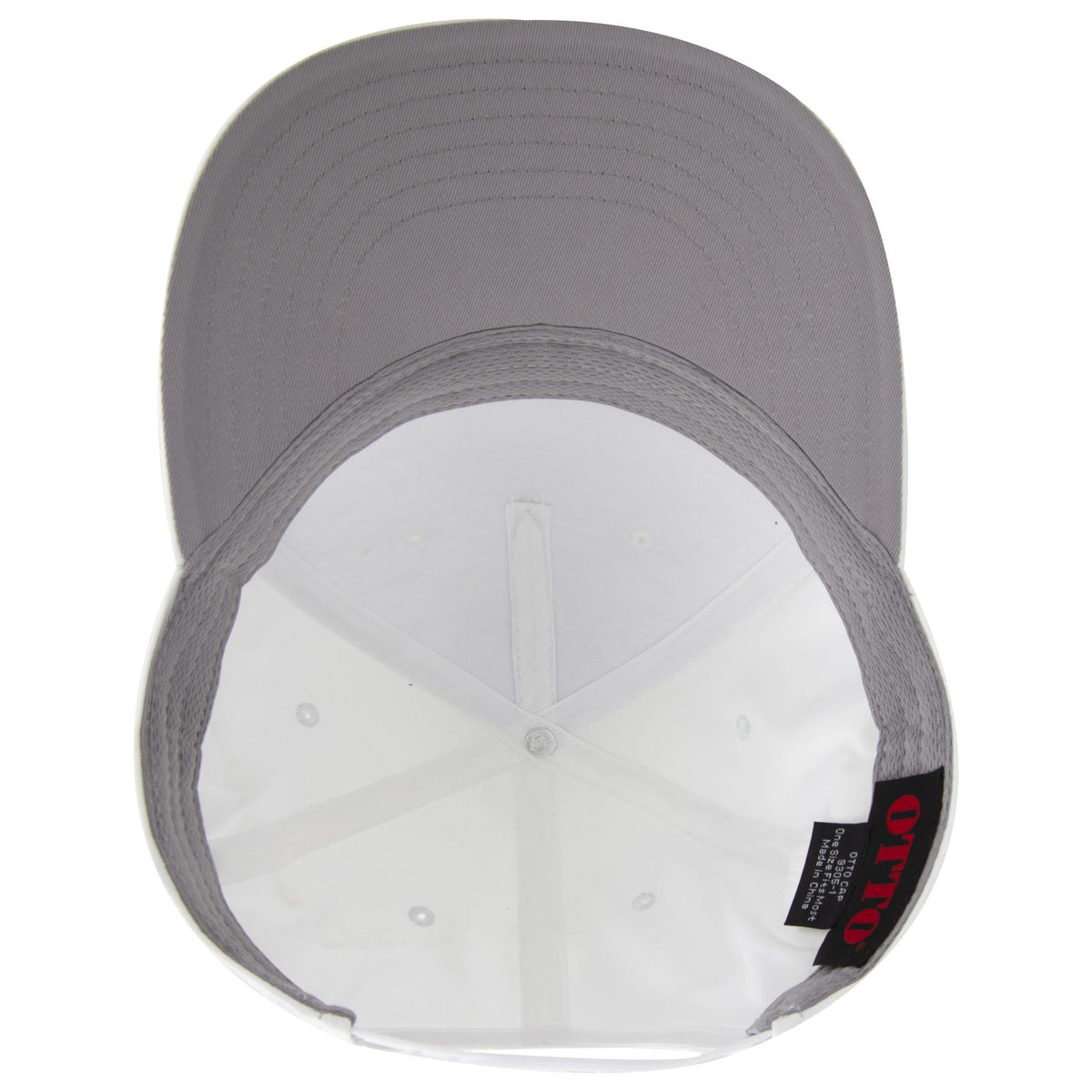 Inside View of 016 - White OTTO CAP 5 Panel Pro Style Baseball Cap