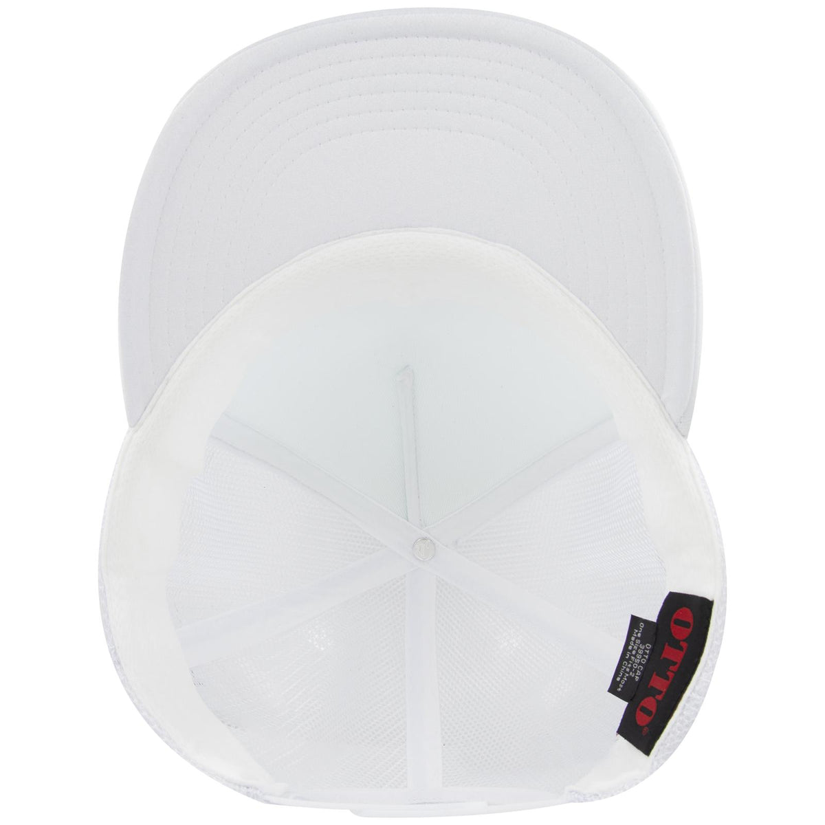 Inside View of 016 - White OTTO CAP 5 Panel Pro Style Mesh Back Trucker Hat