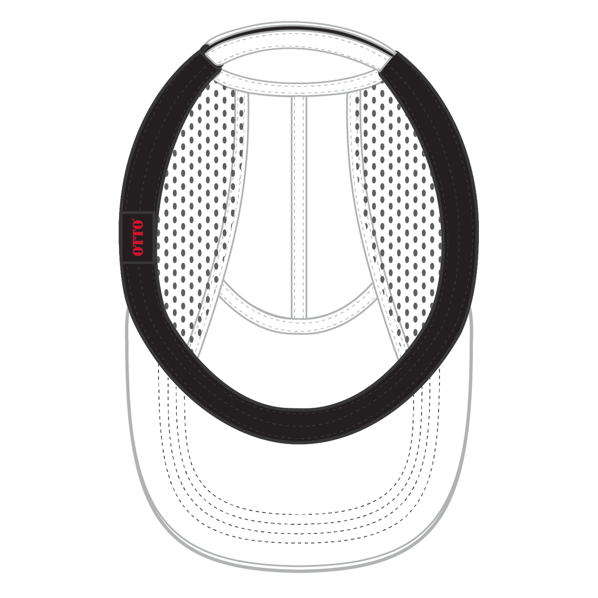 Inside View of 016 - White OTTO CAP 5 Panel Running Hat w/ Elastic Soft Visor