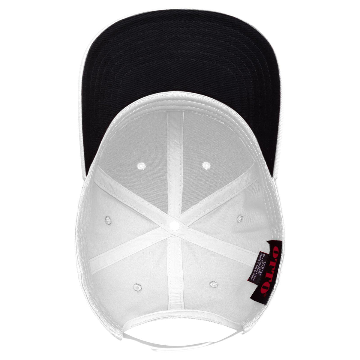 Inside View of 016 - White OTTO CAP 6 Panel Mid Profile Baseball Cap
