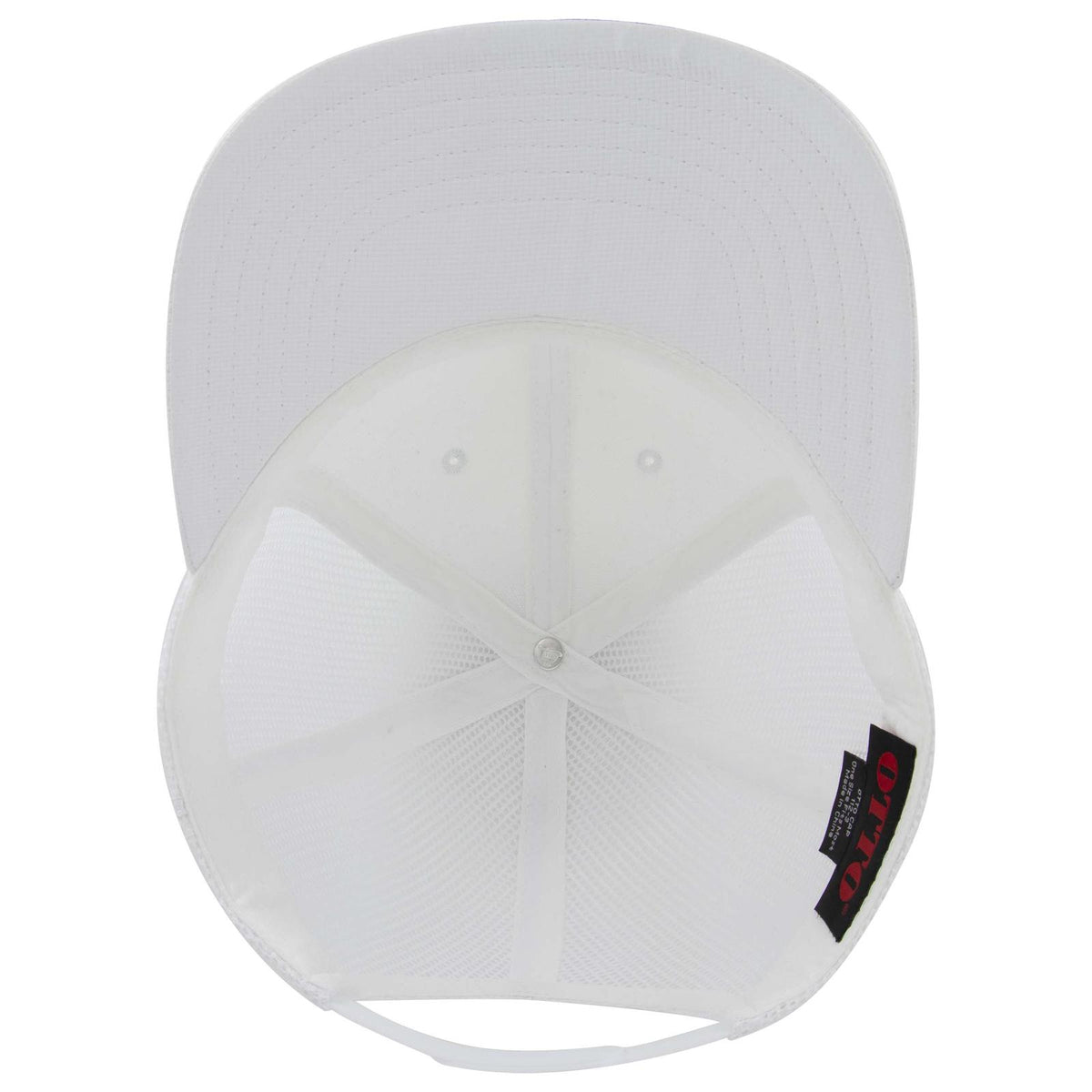 Inside View of 016 - White OTTO CAP 6 Panel Mid Profile Mesh Back Trucker Hat