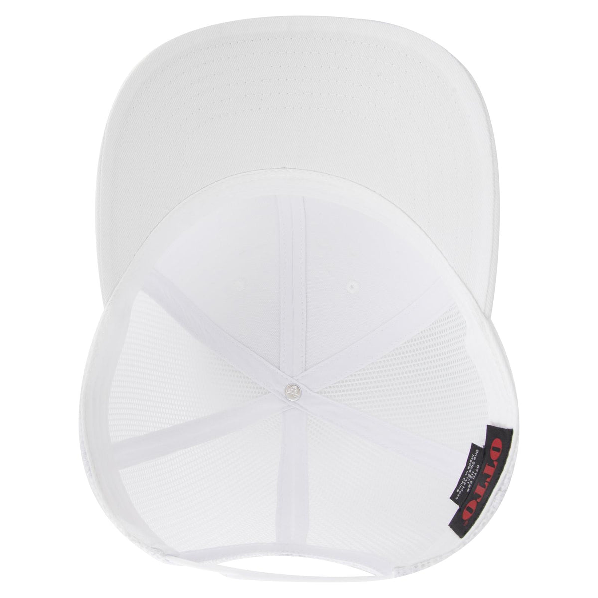 Inside View of 016 - White OTTO CAP 6 Panel Mid Profile Mesh Back Trucker Hat