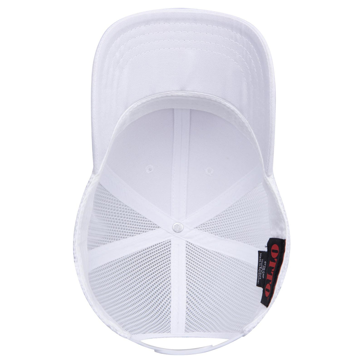 Inside View of 016 - White OTTO CAP 6 Panel Mid Profile Mesh Back Trucker Hat