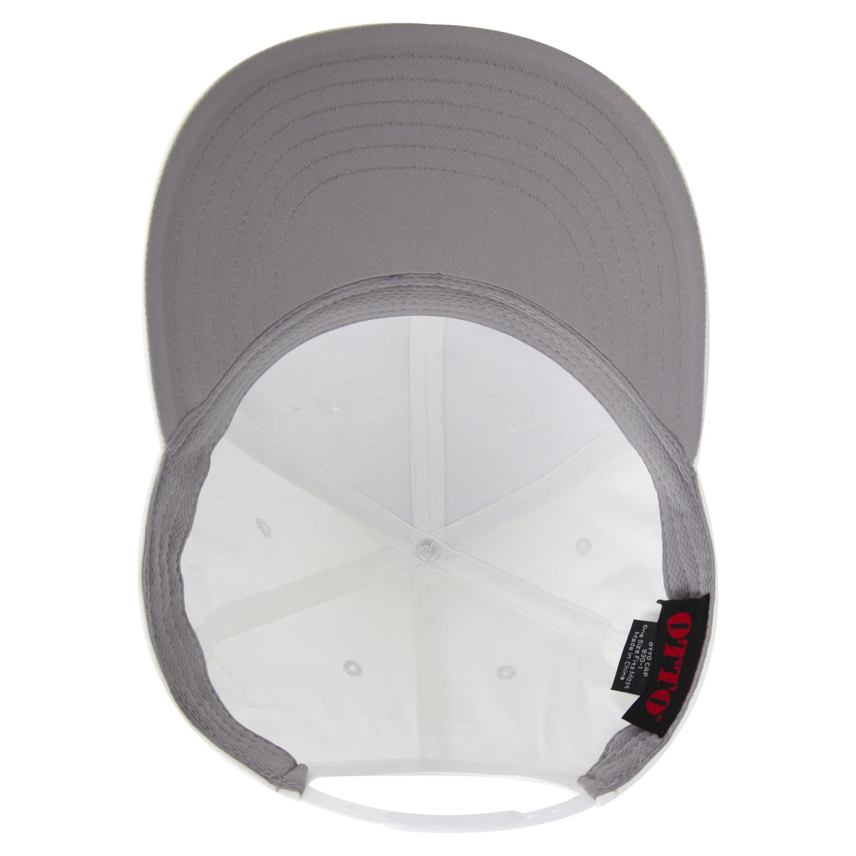 Inside View of 016 - White OTTO CAP 6 Panel Pro Style Baseball Cap