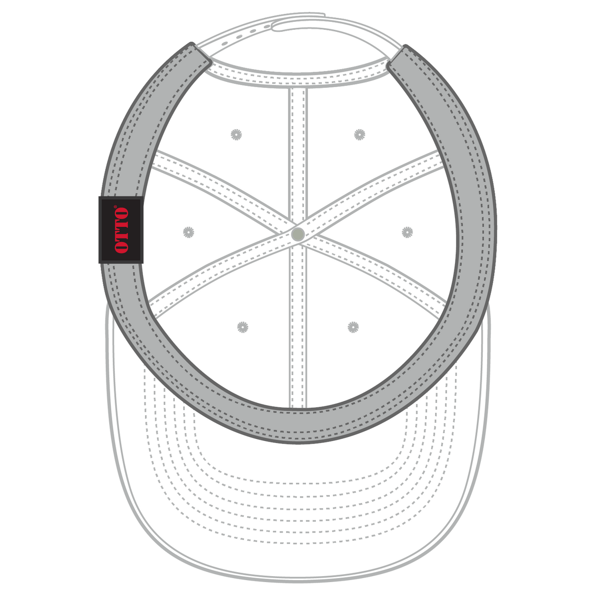 Inside View of 016 - White OTTO CAP 6 Panel Pro Style Baseball Cap