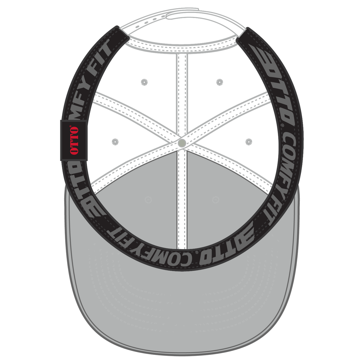 Inside View of 016 - White OTTO CAP "OTTO COMFY FIT" 6 Panel Low Profile Baseball Cap