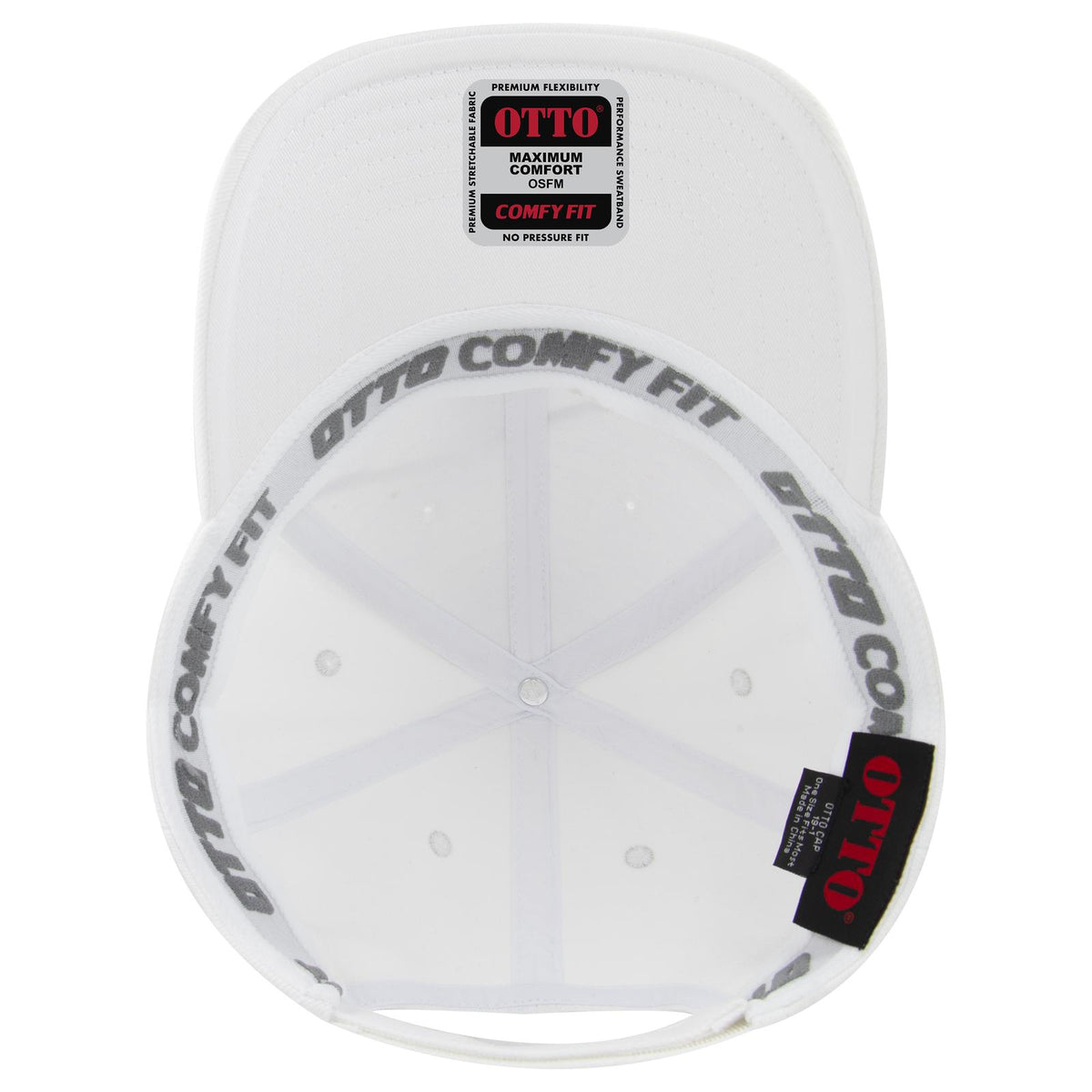 Inside View of 016 - White OTTO CAP "OTTO COMFY FIT" 6 Panel Low Profile Baseball Cap