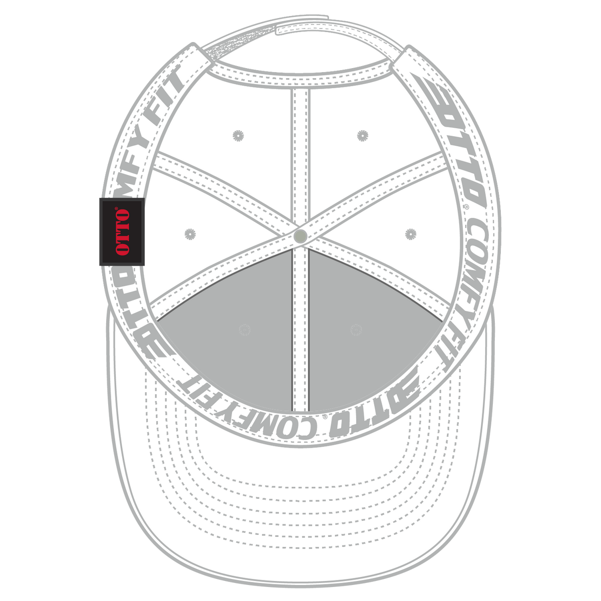 Inside View of 016 - White OTTO CAP "OTTO COMFY FIT" 6 Panel Low Profile Baseball Cap