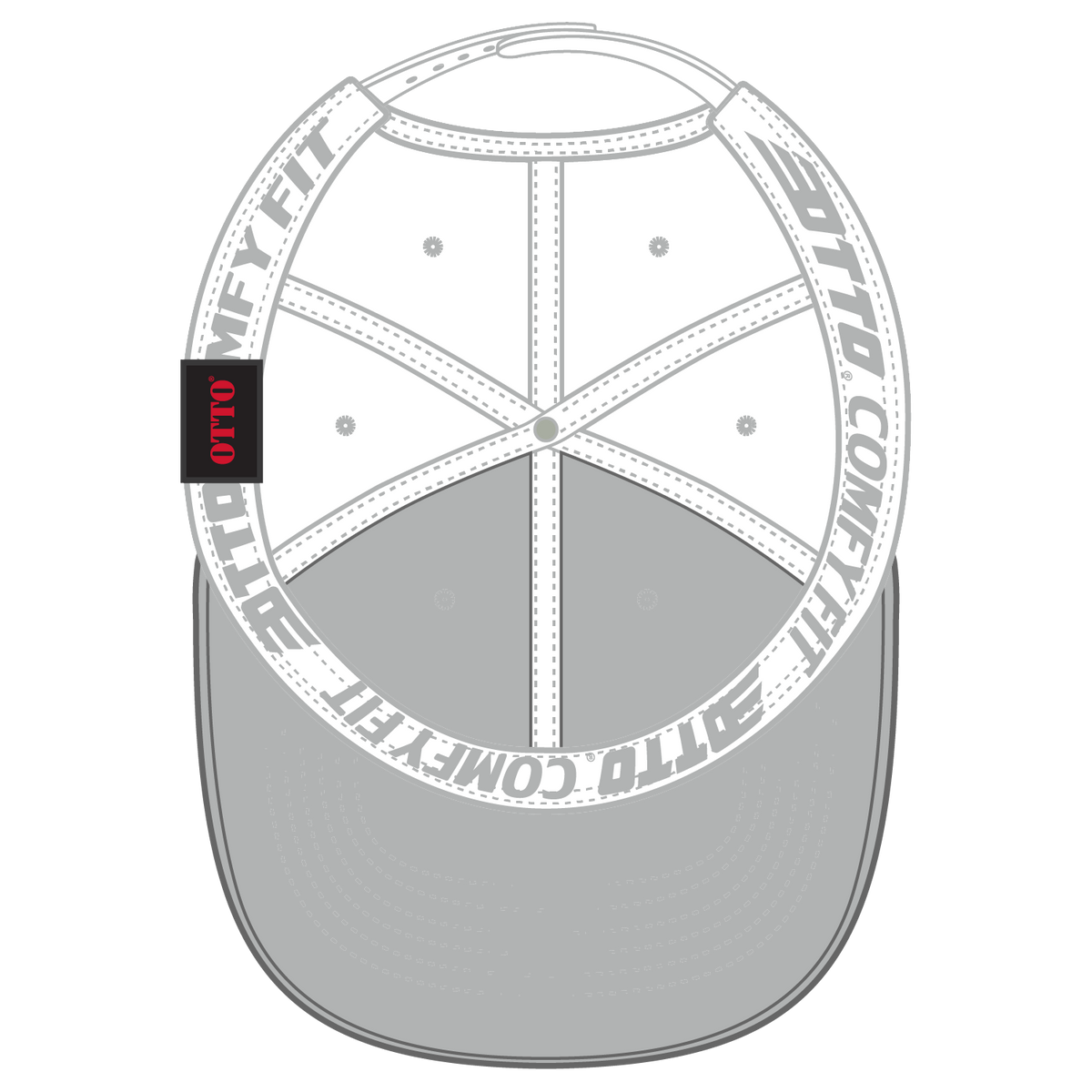 Inside View of 016 - White OTTO CAP "OTTO COMFY FIT" 6 Panel Low Profile Baseball Cap