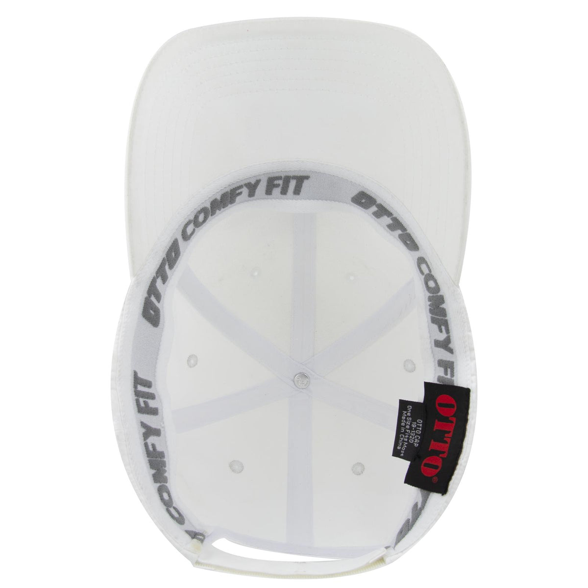 Inside View of 016 - White OTTO CAP "OTTO COMFY FIT" 6 Panel Low Profile Baseball Cap