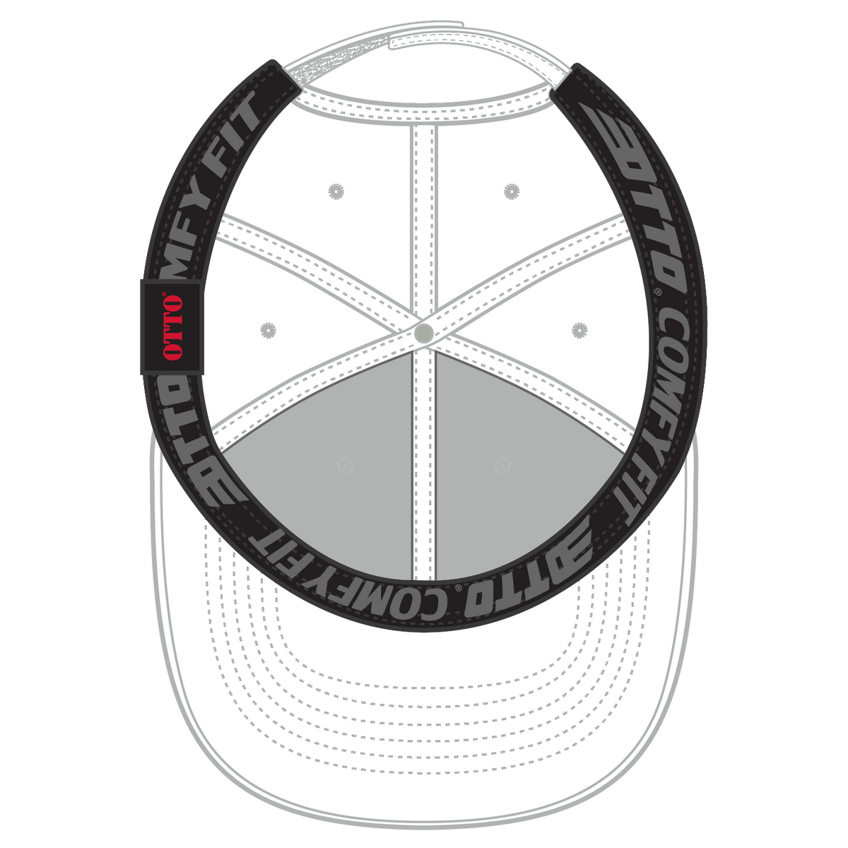 Inside View of 016 - White OTTO CAP "OTTO COMFY FIT" 6 Panel Low Profile Baseball Cap