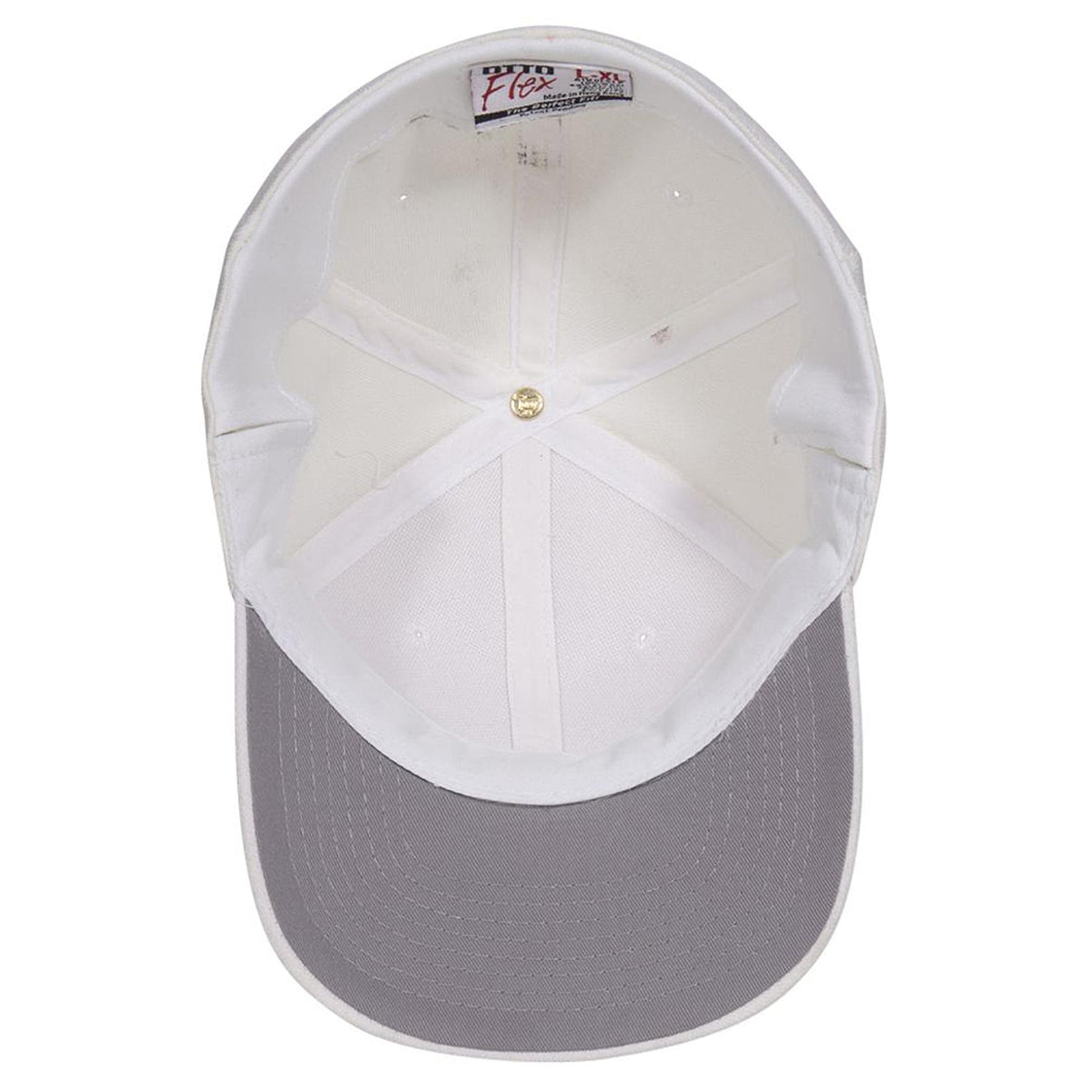 Inside View of 016 - White OTTO CAP "OTTO FLEX" Fitted 6 Panel Low Profile Baseball Cap