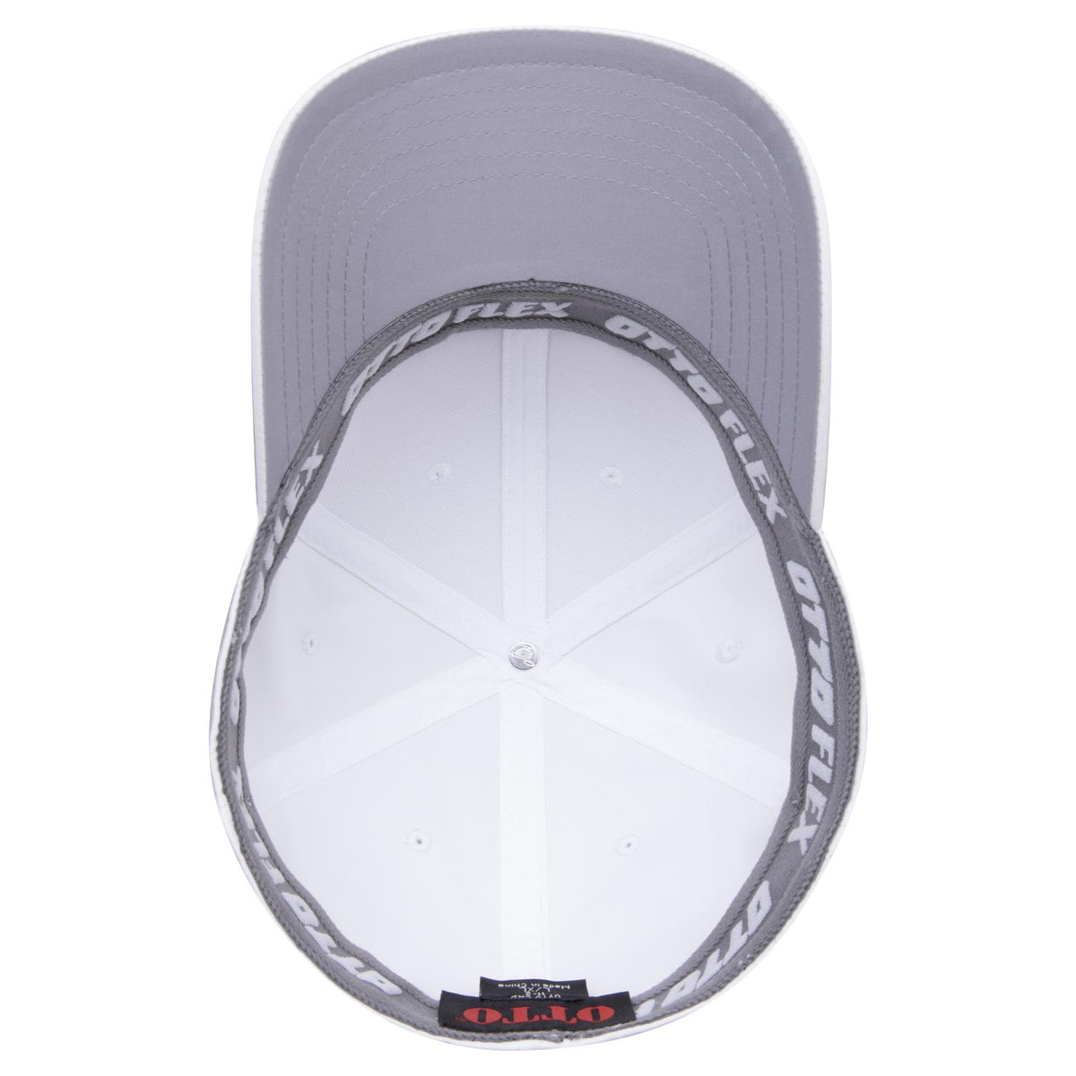 Inside View of 016 - White OTTO CAP "OTTO FLEX" Fitted 6 Panel Low Profile Baseball Cap