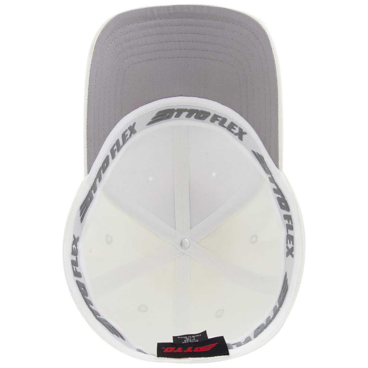 Inside View of 016 - White OTTO CAP "OTTO FLEX" Fitted 6 Panel Low Profile Baseball Cap