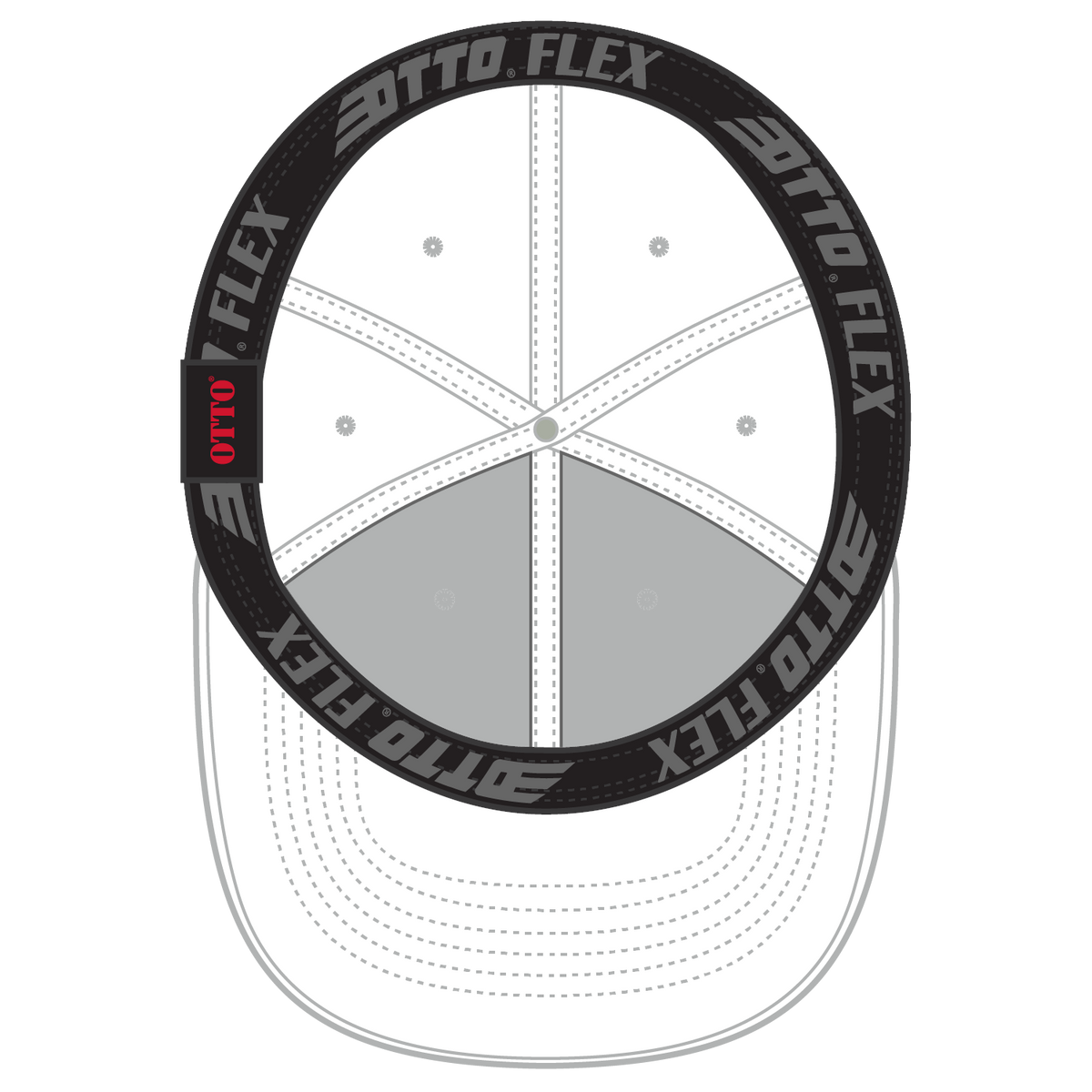 Inside View of 016 - White OTTO CAP "OTTO FLEX" Fitted 6 Panel Low Profile Baseball Cap