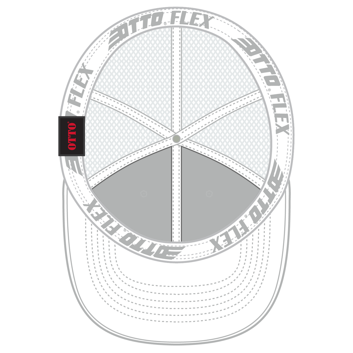 Inside View of 016 - White OTTO CAP "OTTO FLEX" Fitted 6 Panel Low Profile Mesh Back Trucker Hat