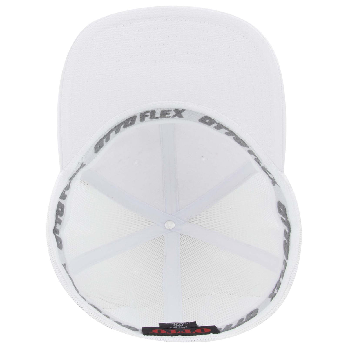 Inside View of 016 - White OTTO CAP "OTTO FLEX" Fitted 6 Panel Low Profile Mesh Back Trucker Hat