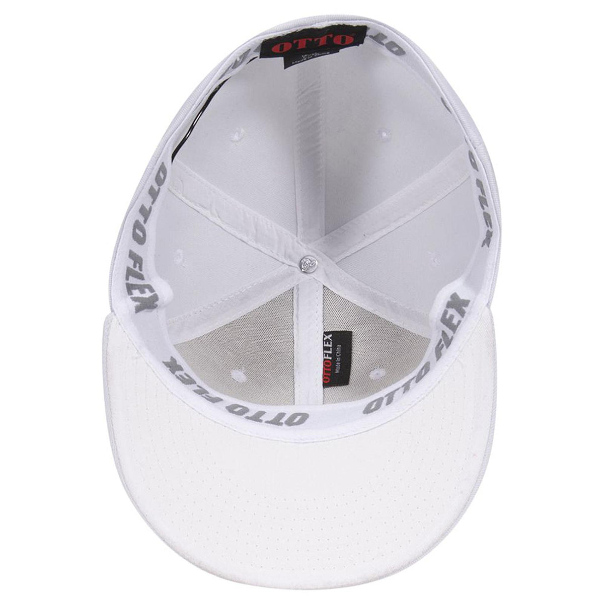 Inside View of 016 - White OTTO CAP "OTTO FLEX" Fitted 6 Panel Mid Profile Baseball Cap
