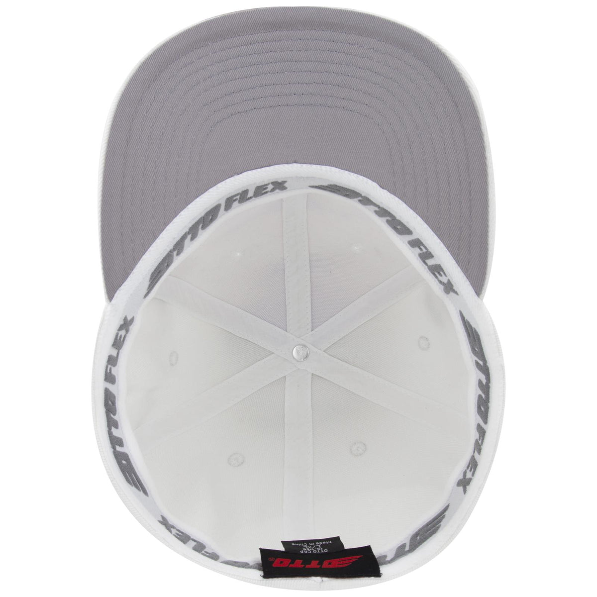 Inside View of 016 - White OTTO CAP "OTTO FLEX" Fitted 6 Panel Pro Style Baseball Cap