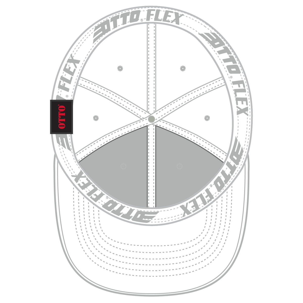 Inside View of 016 - White OTTO CAP "OTTO FLEX" Fitted UPF 50+ 6 Panel Low Profile Baseball Cap