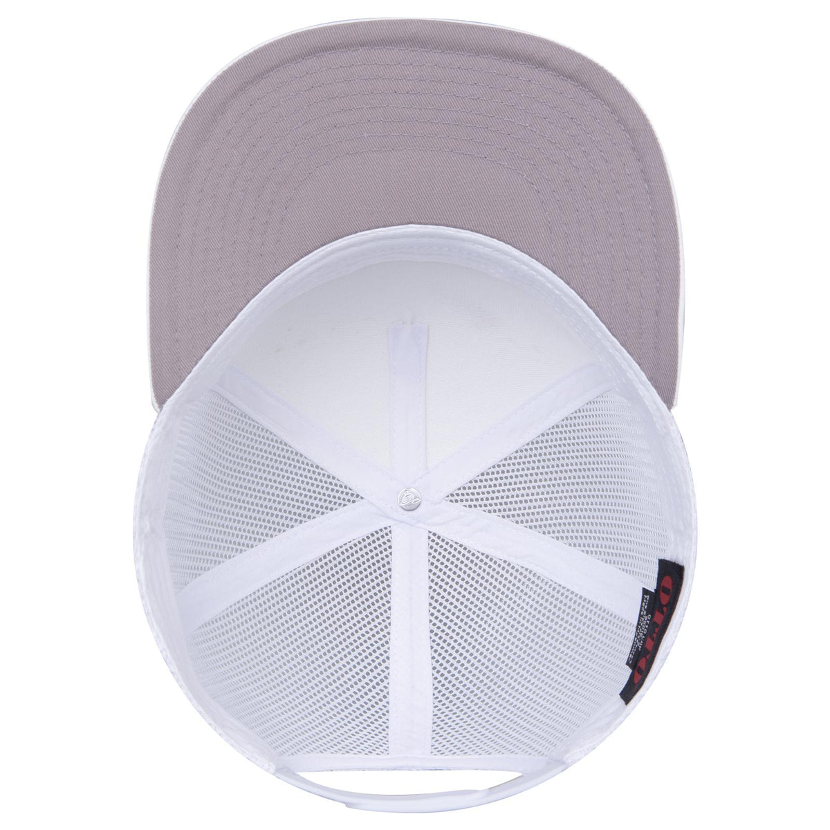 Inside View of 016 - White OTTO CAP "OTTO SNAP" 5 Panel Pro Style Mesh Back Trucker Snapback Hat