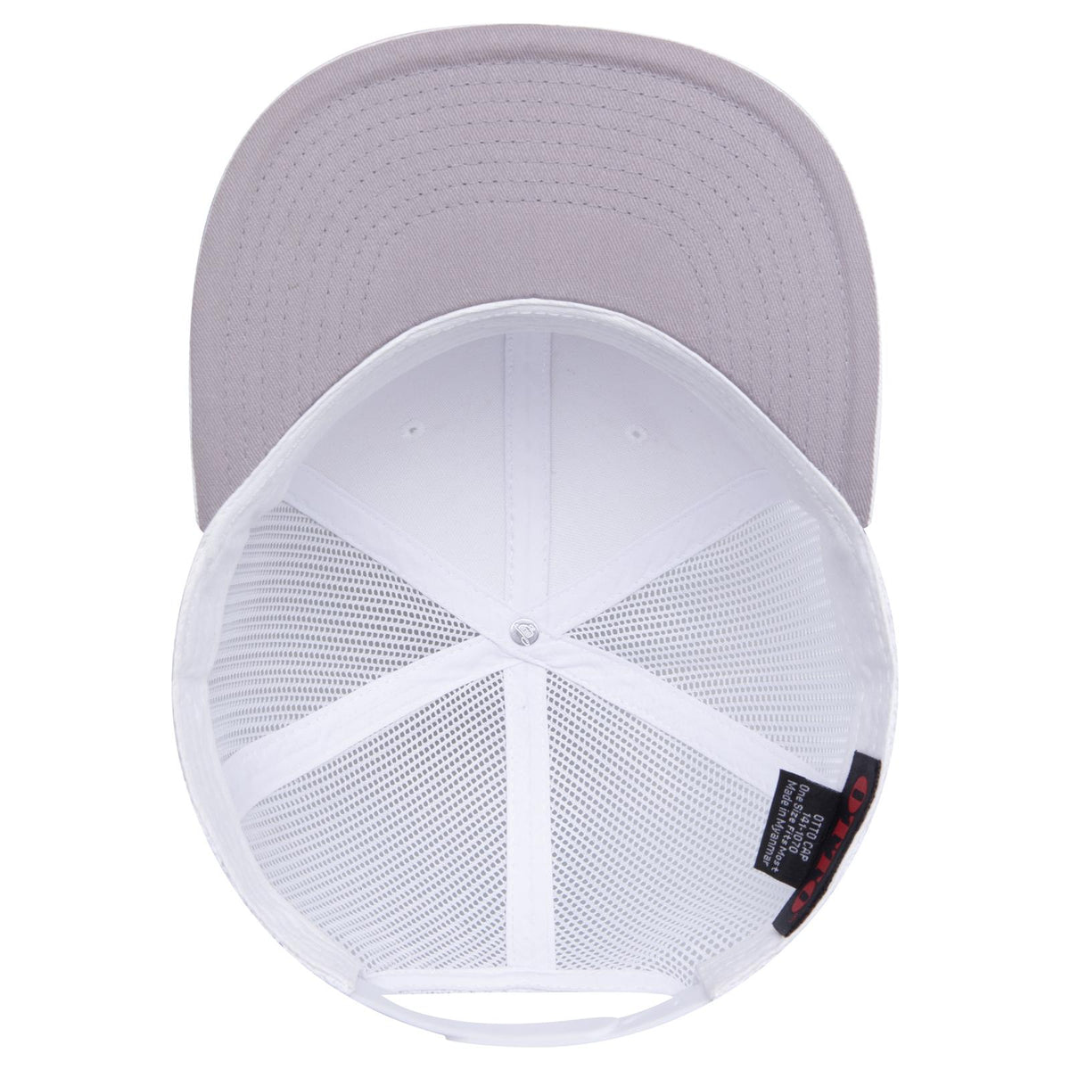 Inside View of 016 - White OTTO CAP "OTTO SNAP" 6 Panel Pro Style Mesh Back Trucker Snapback Hat