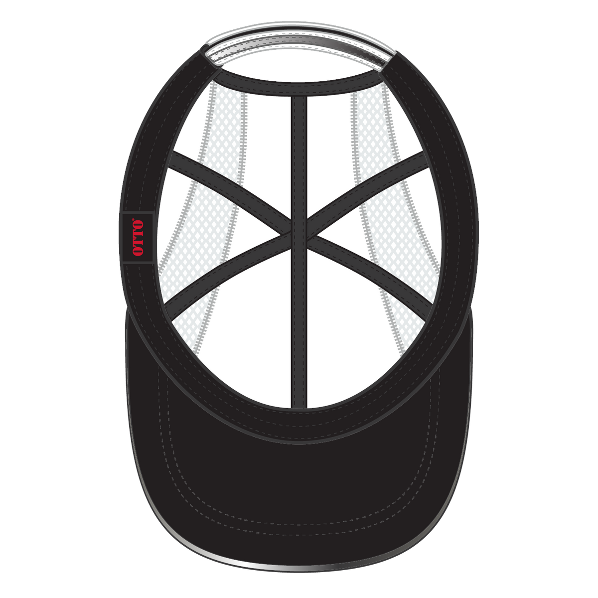 Inside View of 016 - White OTTO CAP Reflective 6 Panel Running Cap