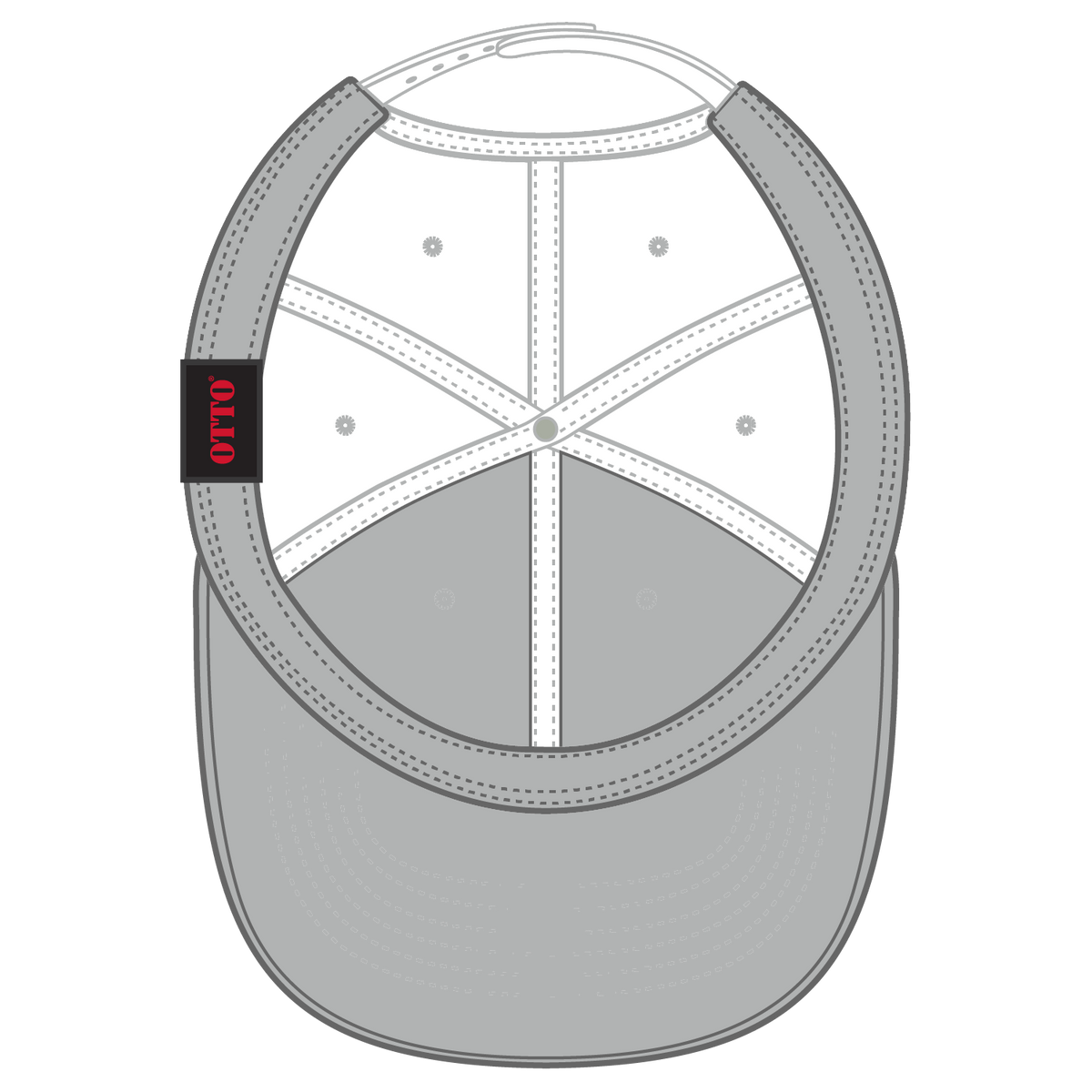Inside View of 016 - White OTTO CAP Seamless 6 Panel Mid Profile Baseball Cap