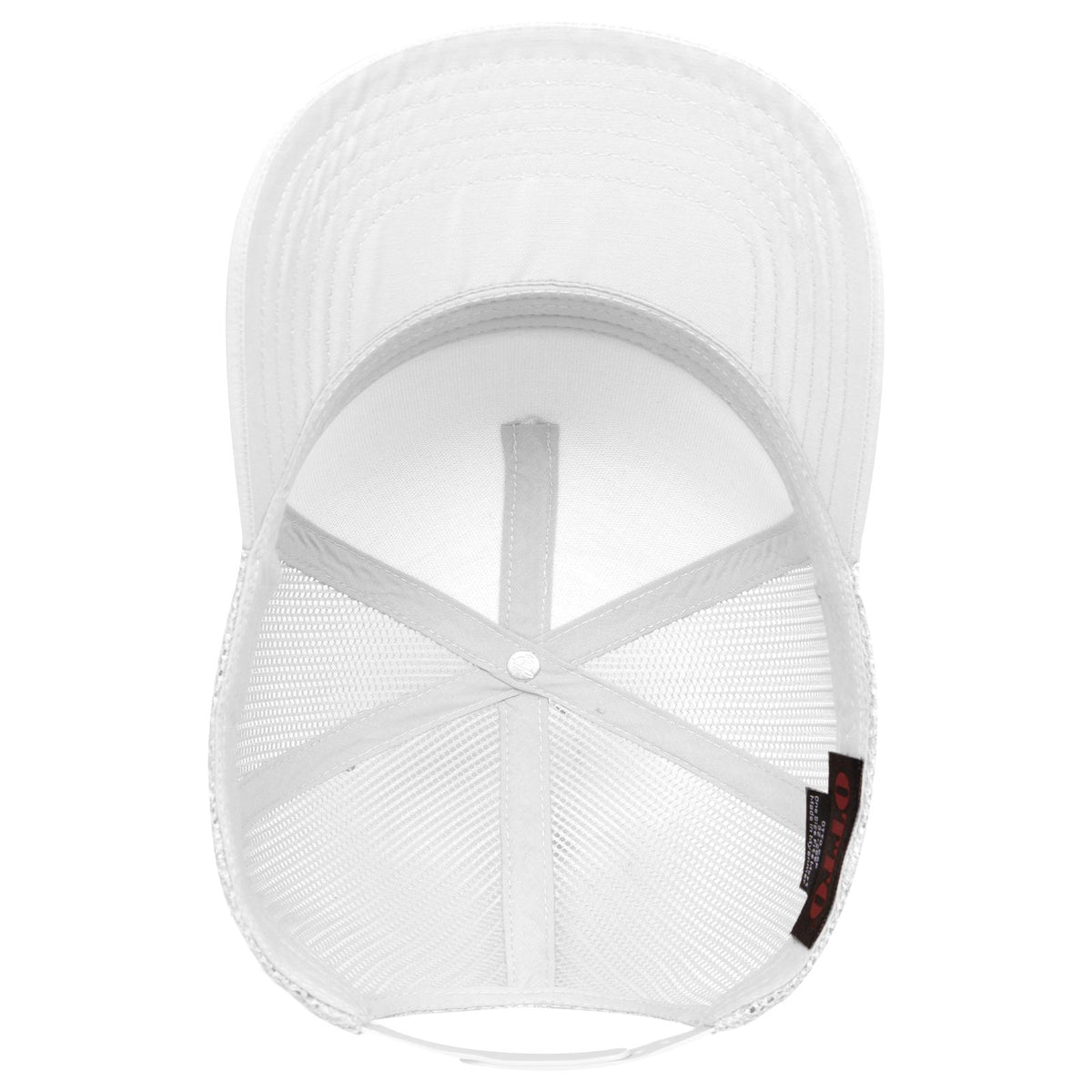 Inside View of 016B - Wht OTTO CAP 5 Panel Mid Profile Mesh Back Trucker Hat
