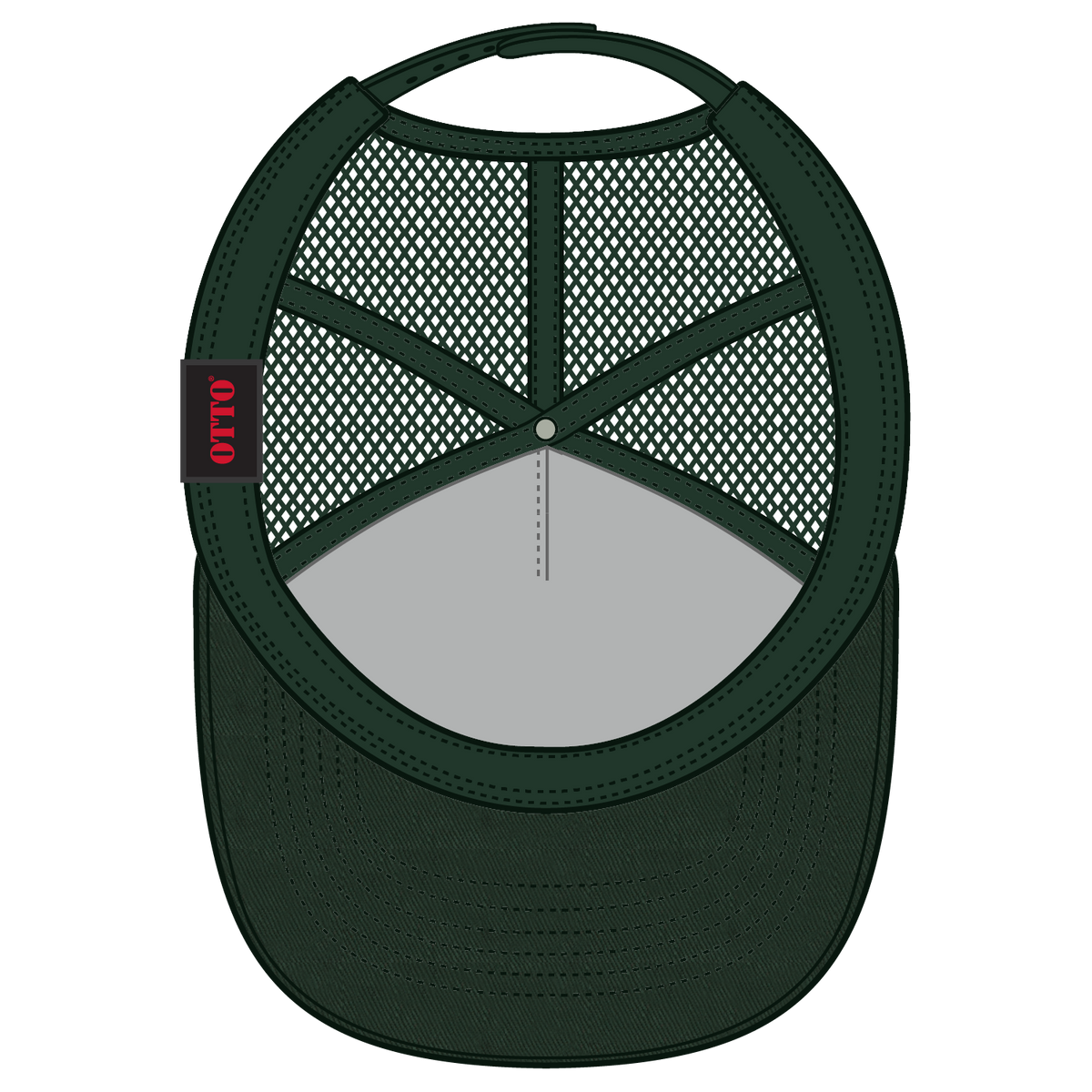 Inside View of 017 - Dk. Green OTTO CAP 5 Panel Low Profile Mesh Back Trucker Hat