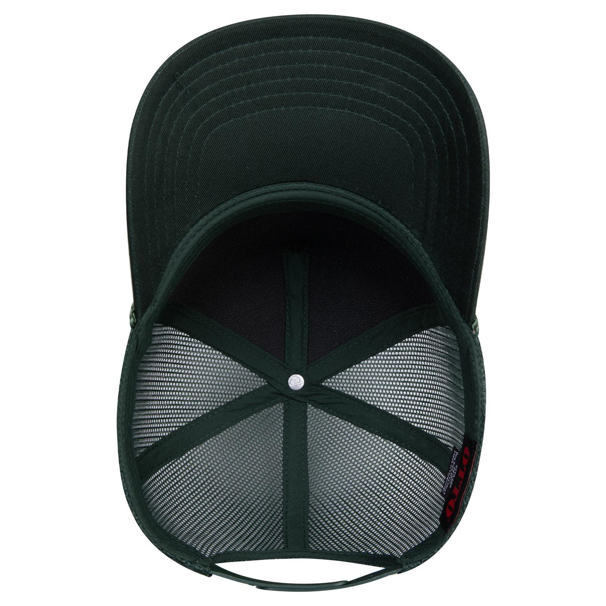 Inside View of 017 - Dk. Green OTTO CAP 5 Panel Mid Profile Mesh Back Trucker Hat