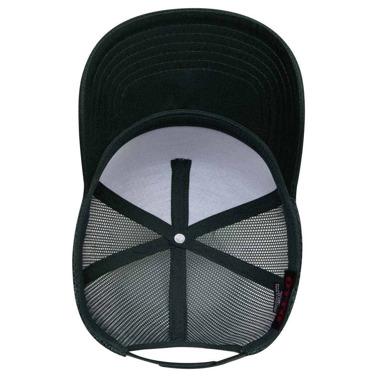 Inside View of 017 - Dk. Green OTTO CAP 5 Panel Mid Profile Mesh Back Trucker Hat