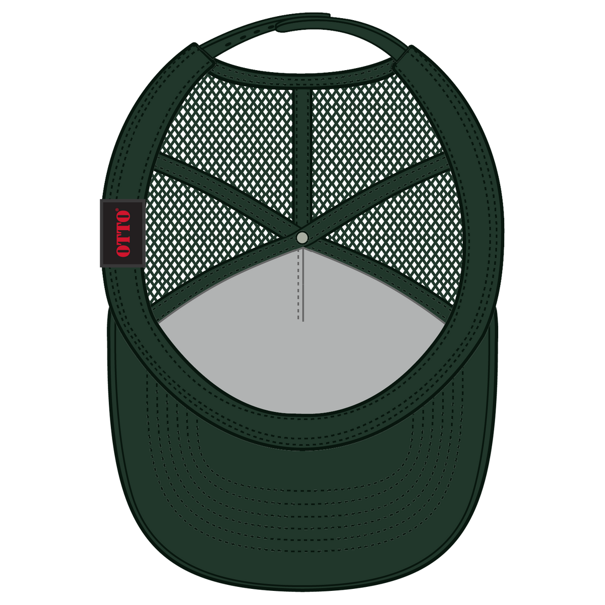 Inside View of 017 - Dk. Green OTTO CAP 5 Panel Mid Profile Mesh Back Trucker Hat