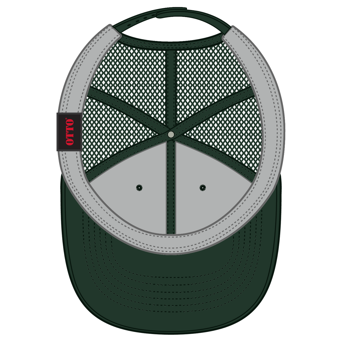 Inside View of 017 - Dk. Green OTTO CAP 6 Panel Low Profile Mesh Back Trucker Hat