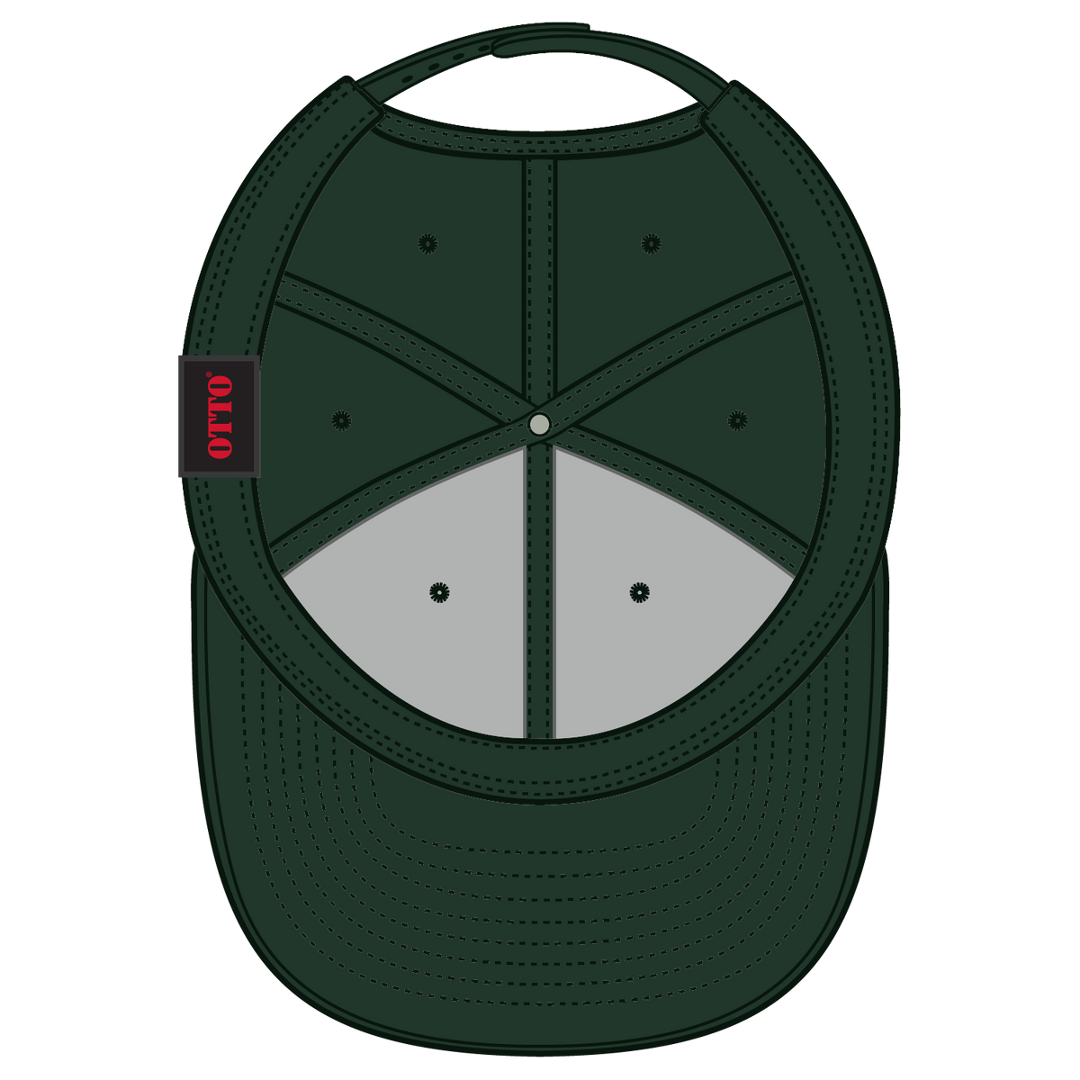 Inside View of 017 - Dk. Green OTTO CAP 6 Panel Mid Profile Baseball Cap