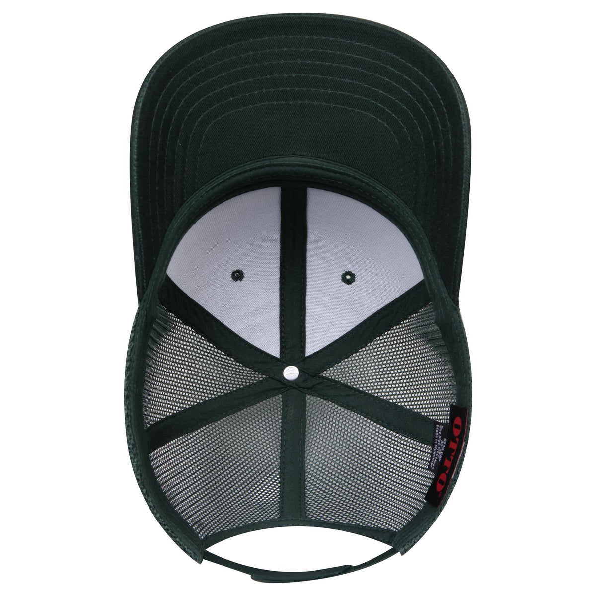 Inside View of 017 - Dk. Green OTTO CAP 6 Panel Mid Profile Mesh Back Trucker Hat