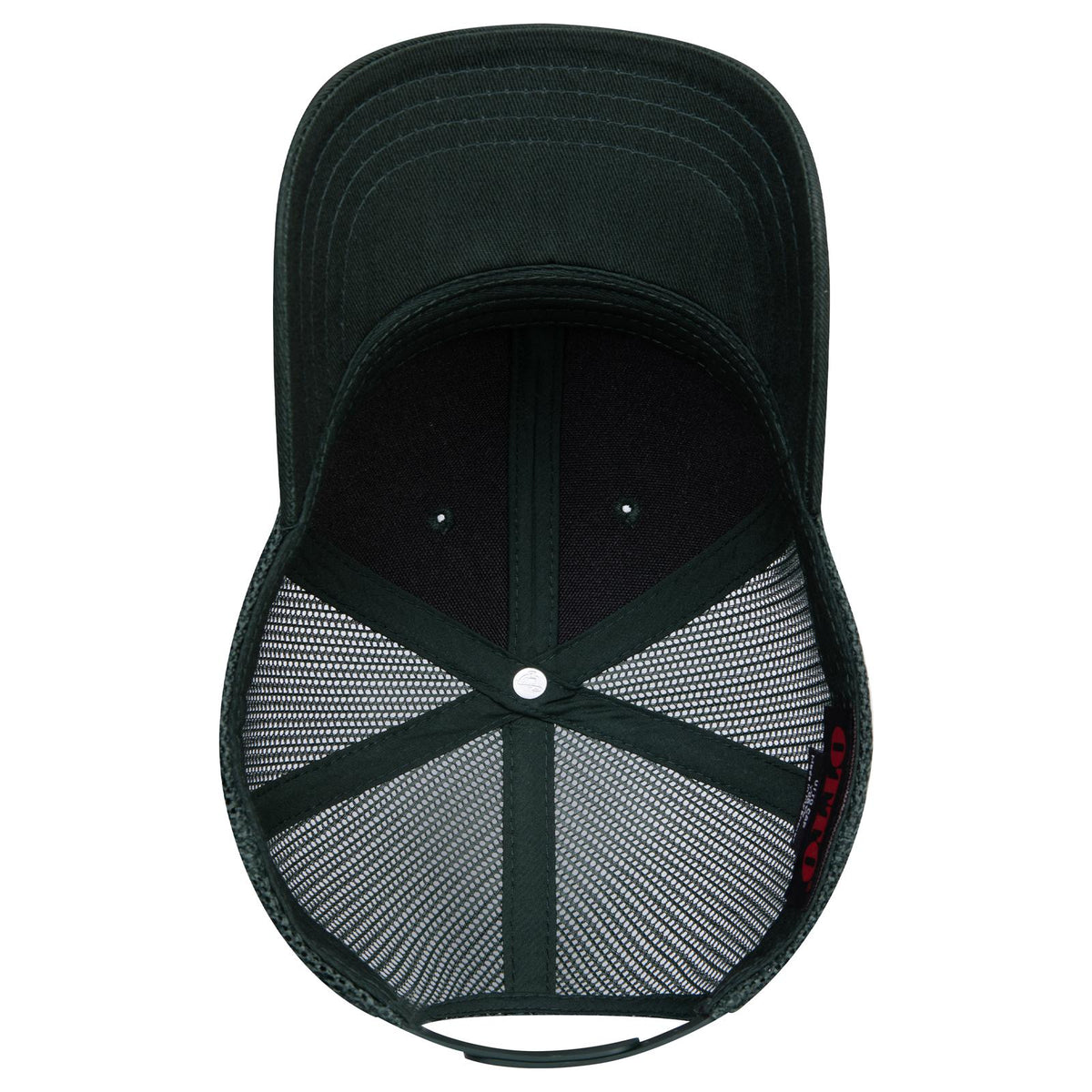 Inside View of 017 - Dk. Green OTTO CAP 6 Panel Mid Profile Mesh Back Trucker Hat