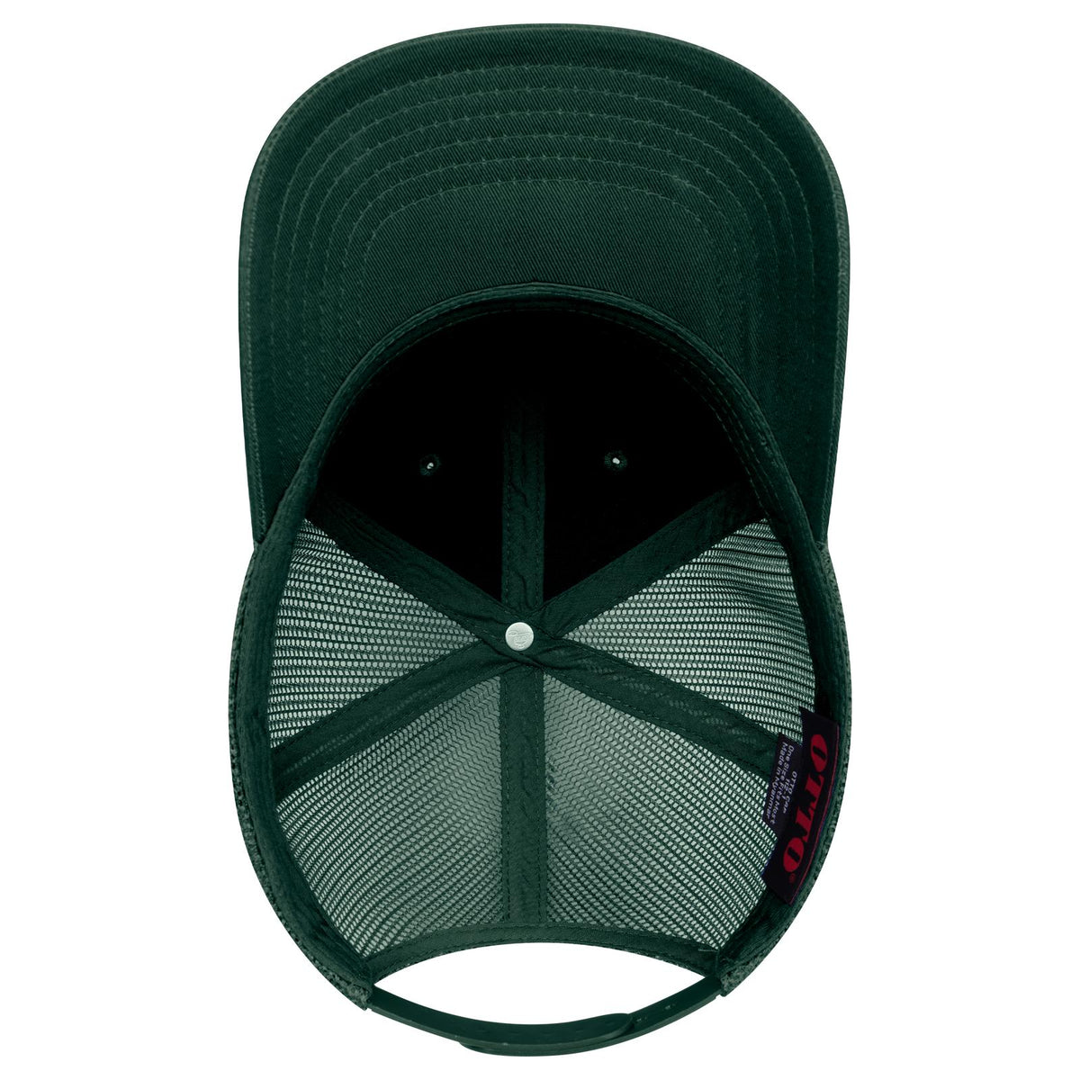 Inside View of 017 - Dk. Green OTTO CAP 6 Panel Mid Profile Mesh Back Trucker Hat