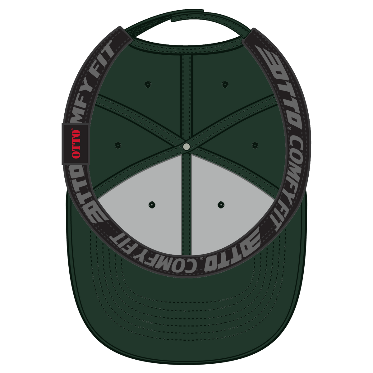 Inside View of 017 - Dk. Green OTTO CAP "OTTO COMFY FIT" 6 Panel Low Profile Baseball Cap