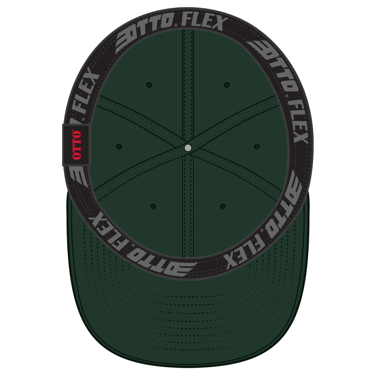 Inside View of 017 - Dk. Green OTTO CAP "OTTO FLEX" Fitted 6 Panel Low Profile Dad Hat
