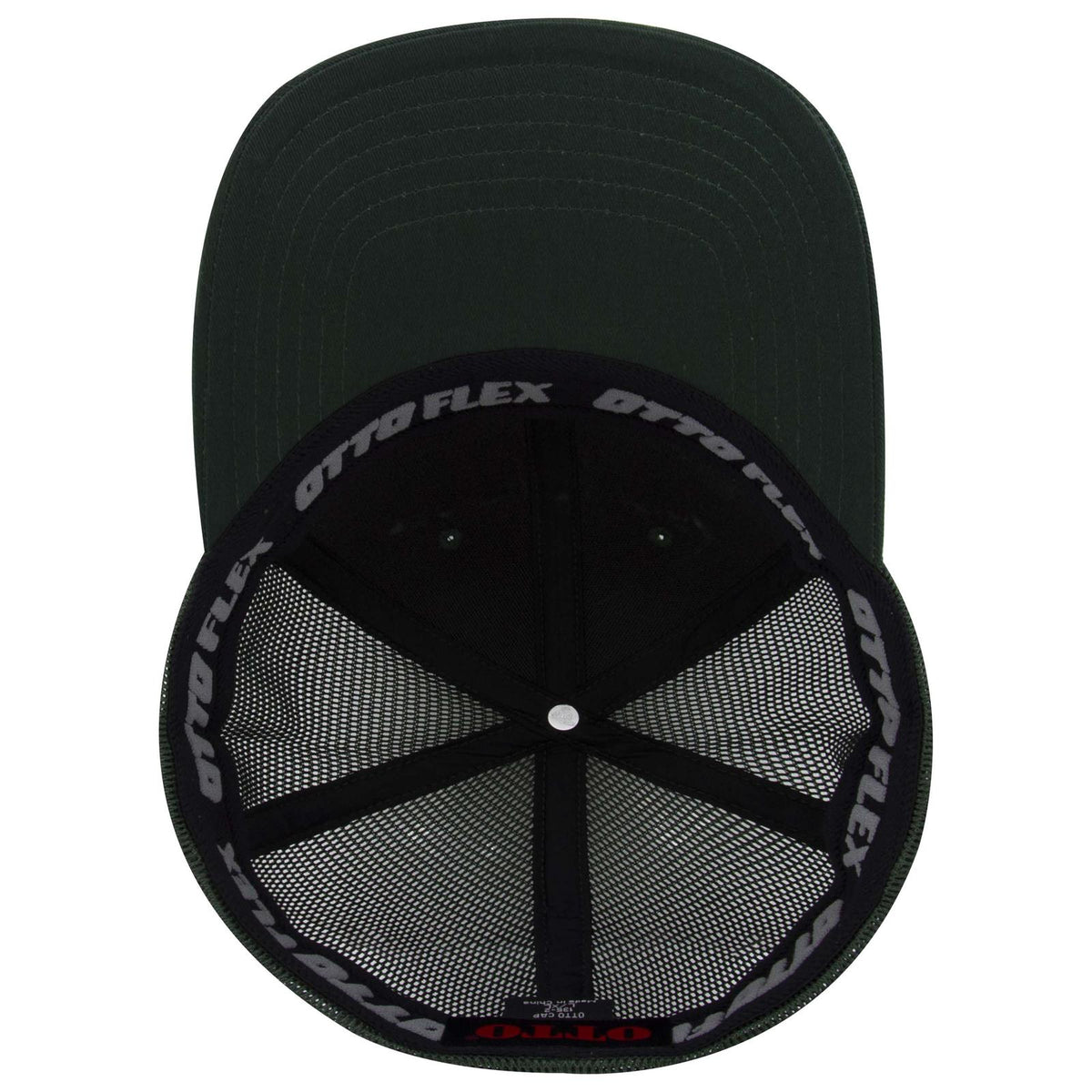Inside View of 017 - Dk. Green OTTO CAP "OTTO FLEX" Fitted 6 Panel Low Profile Mesh Back Trucker Hat