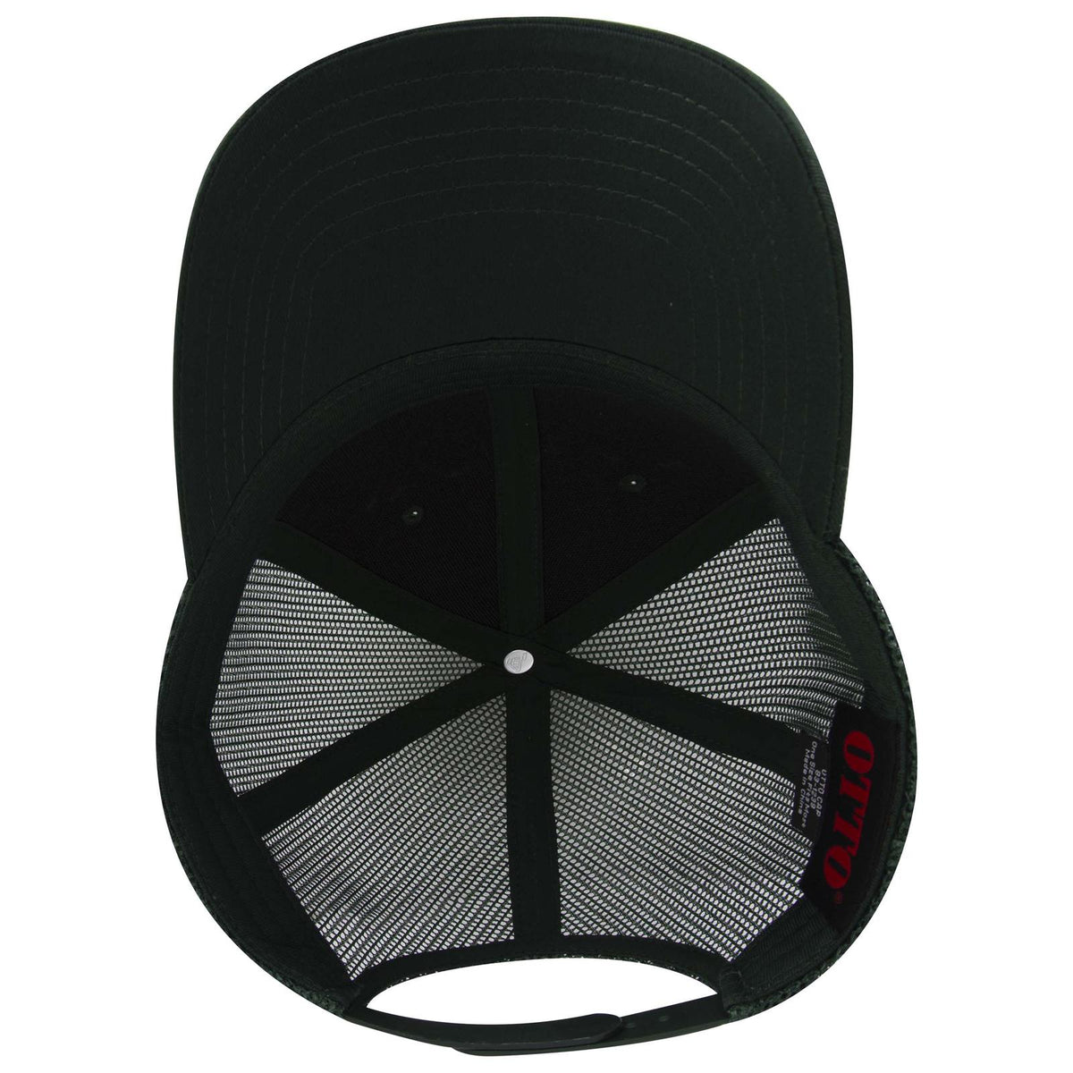 Inside View of 017A - Dk. Green OTTO CAP 6 Panel Low Profile Mesh Back Trucker Hat