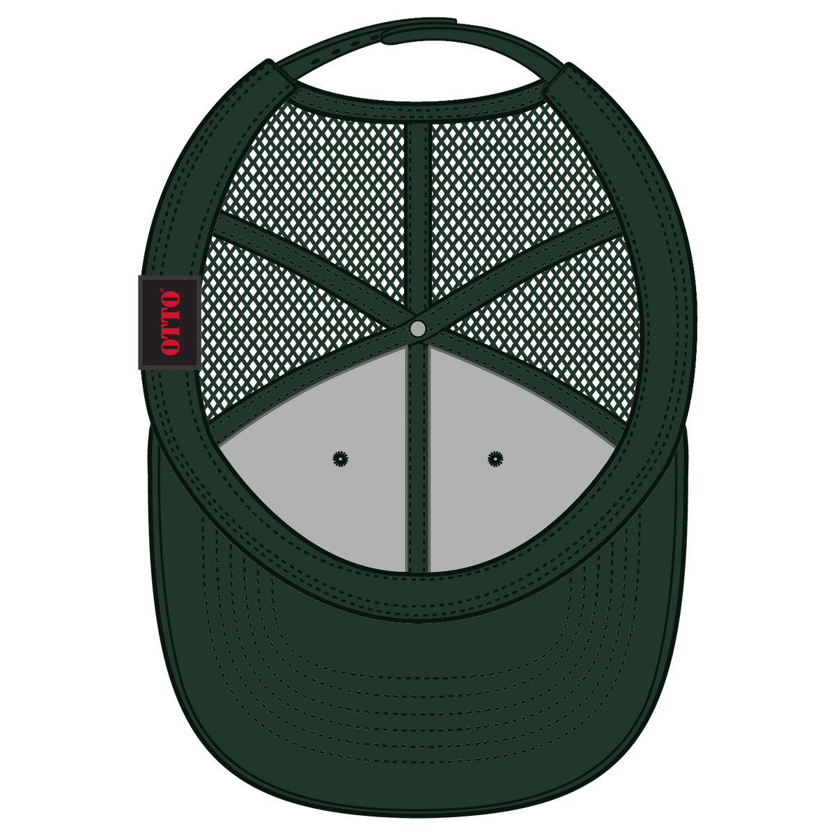 Inside View of 017A - Dk. Green OTTO CAP 6 Panel Low Profile Mesh Back Trucker Hat